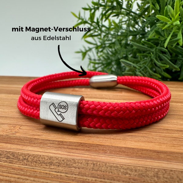 Personalisiertes Notfallarmband mit Magnetverschluss, Datenarmband mit SOS Informationen, Namensarmband mit Gravur, individualisiertes Band