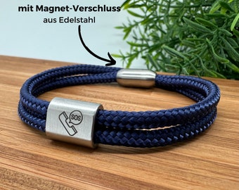 Personaliseerbare Notfallarmband met magnetische sluiting, Datenarmband met SOS-informatie, Namensarmband met Gravur, individuele band