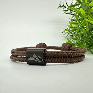 Armband för utomhusbruk, bergsnatur, vandring, partnerarmband för kvinnor och män, personligt herrarmband, graverade smycken med namn eller initialer