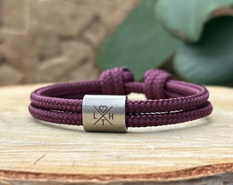 Handgemachtes Segeltau Armband, individuelle Gravur für Damen und Herren, Geschenkidee für Männer und Frauen, Personalisiertes Armband