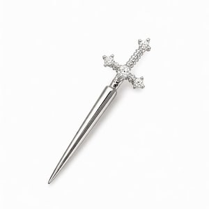 Unisex Sword Helix Earring | Cross Cartilage Stud image 2