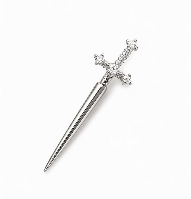 Unisex Sword Helix Earring | Cross Cartilage Stud image 2