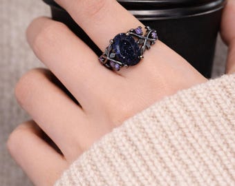 Midnight Blue Gothic Ring