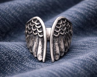 Angel Wing Ring • Silver Gothic Y2K Adjustable Jewelry