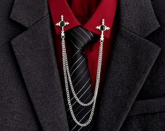 Chain Brooch | Double Chain Lapel Pin | Vampire Goth Jewelry