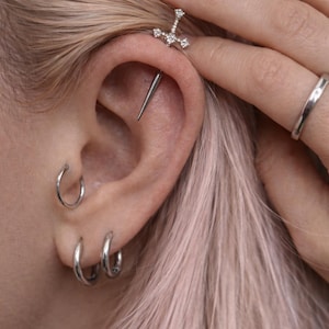Unisex Sword Helix Earring | Cross Cartilage Stud image 3