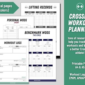 Printable Crossfit Workout Journal Daily Workout Planner Notebook Personal Wods Fitness Journal Cool Cartoon Look in 4 Colours PDF A4 A5 Etsy