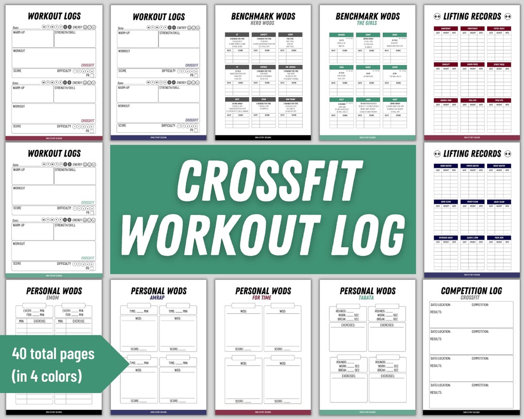 Printable Crossfit Workout Journal Daily Workout Planner Notebook
