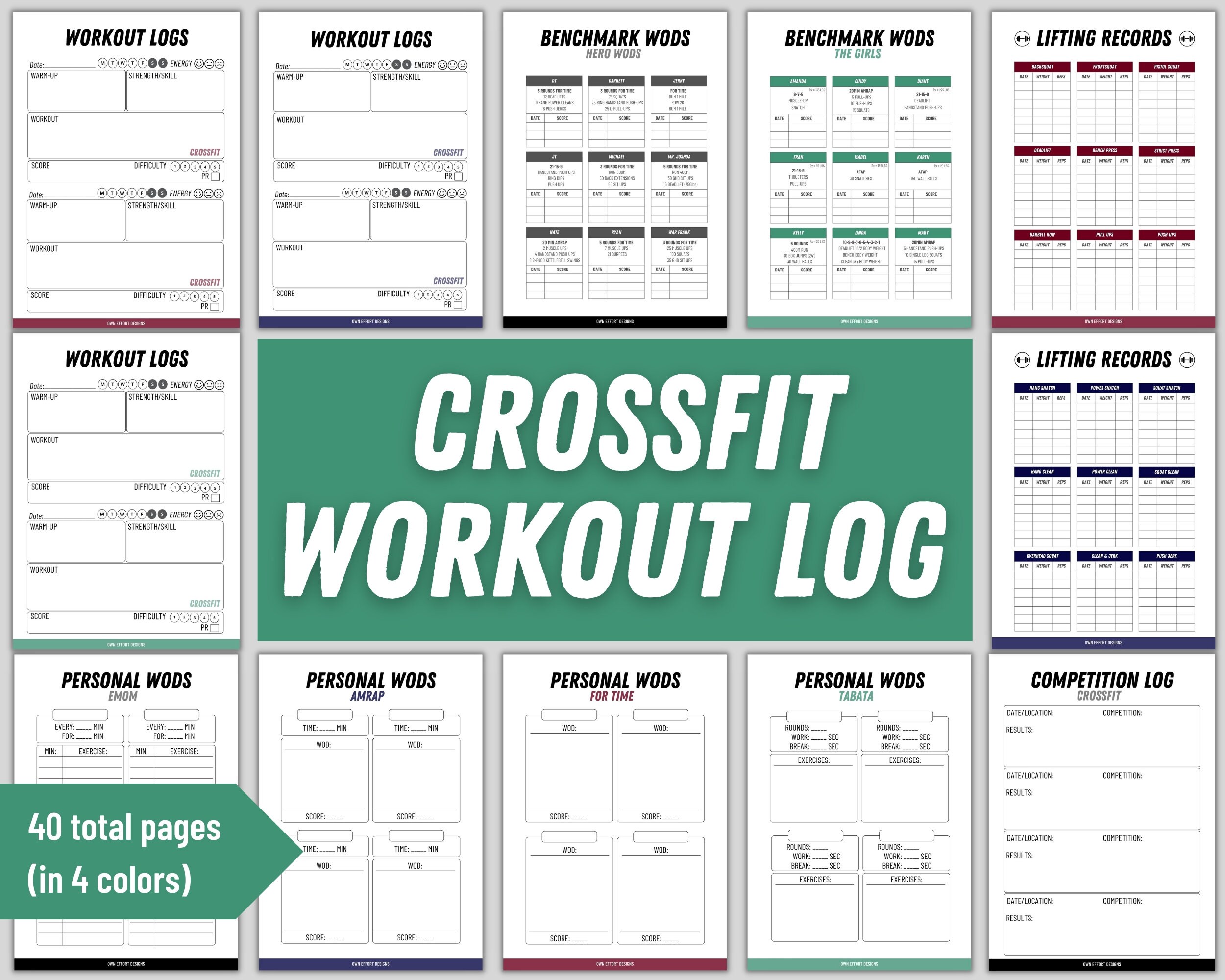 Printable Crossfit Workout Journal Daily Workout Planner Notebook
