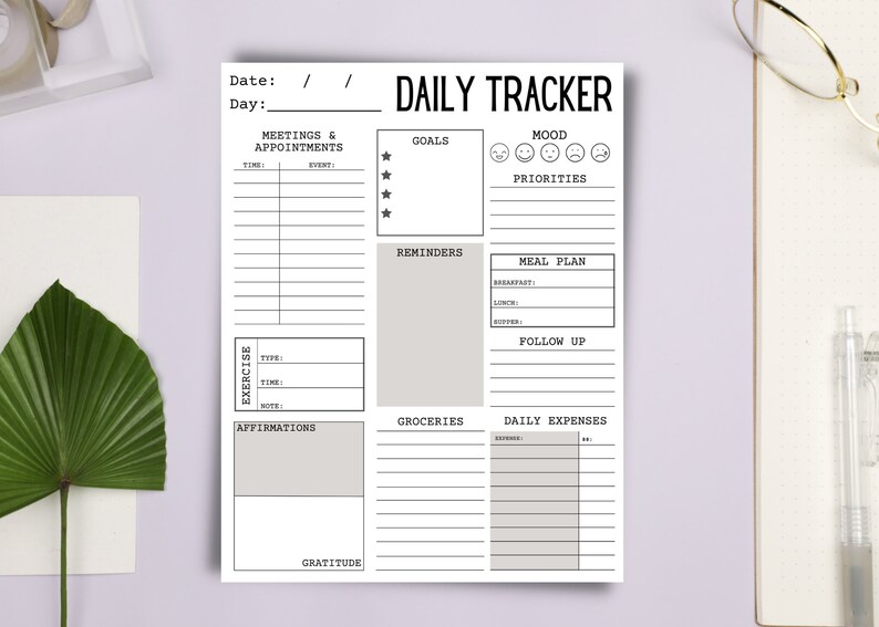 Printable Daily Planner Daily Tracker to Do Personal Tracker Etsy