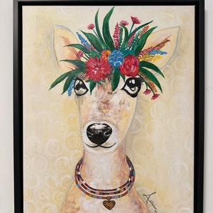 Acrylic painting 40 x 50 cm - Boho fawn 22 including shadow gap frame