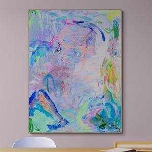 Abstraktes farbenfrohes Gemälde auf Leinwand, Moderne Kunst handgemalt, Acrylbild 30x40cm (auch als Fine Art Kunstdruck erhältlich)