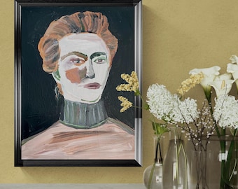 Abstraktes Gemälde, Portrait auf Leinwand, Moderne Kunst, Acrylbild 30x40cm