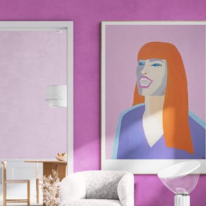 Kunstdruck - Impressão de belas artes, Frau Porträt abstrakt und handgemalt (limitierte Auflage, diversos Größen)