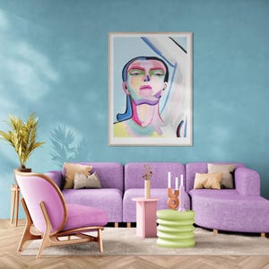 Kunstdruck - Impressão de belas artes, Frau Porträt abstrakt und handgemalt (limitierte Auflage, diversos Größen)