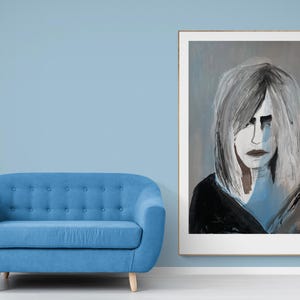 Kunstdruck - Impressão de belas artes, Frau Porträt abstrakt und handgemalt (limitierte Auflage, diversos Größen)