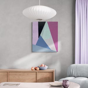 Abstract Painting: Blue Gray Pink Modern Art, 25x30cm