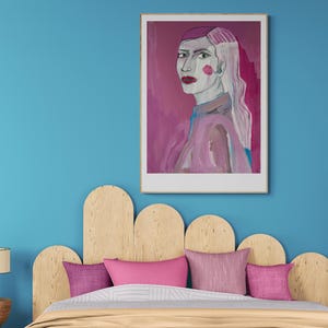 Kunstdruck - Impressão de belas artes, Frau Porträt abstrakt und handgemalt (limitierte Auflage, diversos Größen)