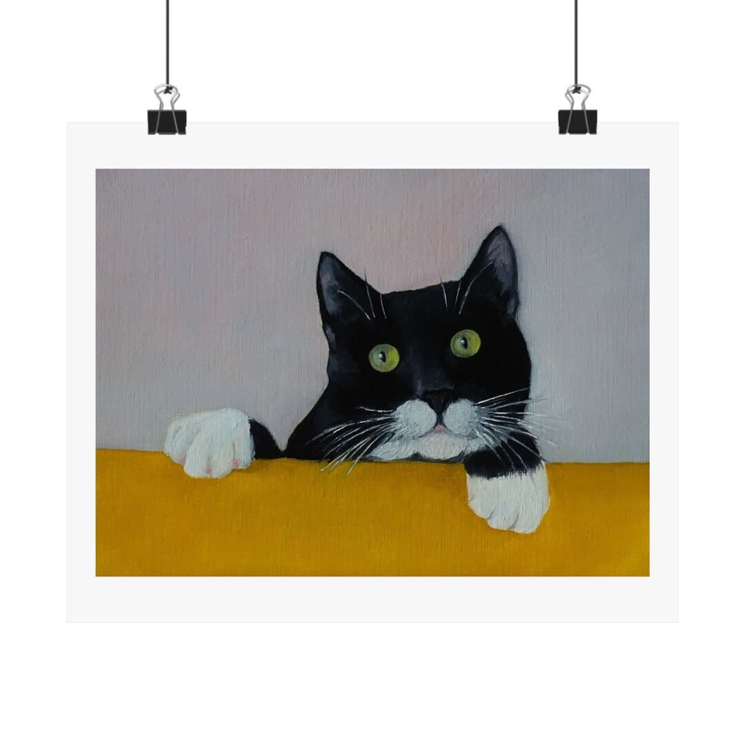 Tuxedo Cat Wall Art Print From Original Oil Painting, Cute Cat Poster ...