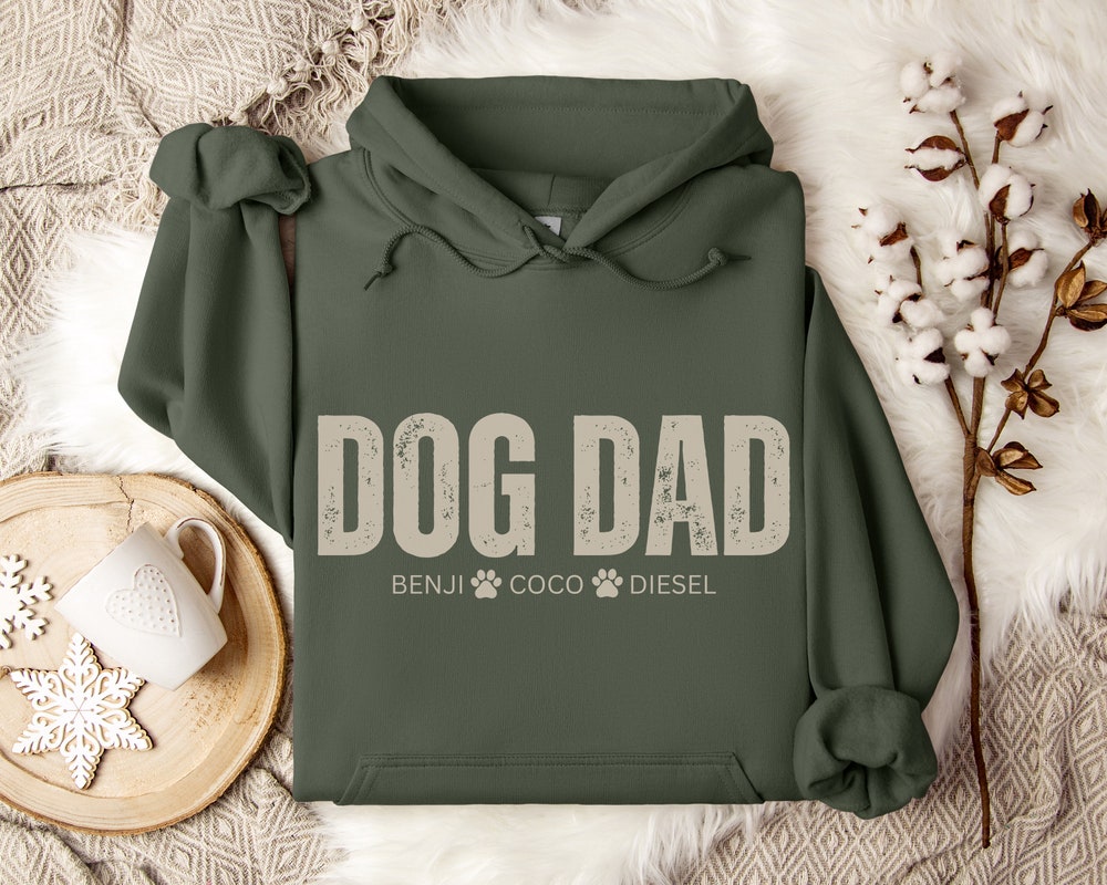 Custom Dog Dad Sweatshirt, New Dog Dad Shirt, Dog Dad Sweater With Dog Names, Retro Dog Dad Hoodie, Vintage Dog Dad Crewneck, Dog Dad Gifts New Hoodies
