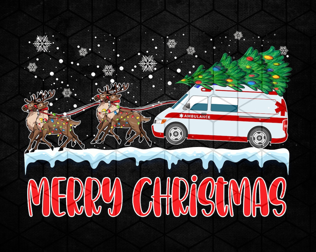 Ambulance Christmas Png, Reindeer Sleigh Truck, Christmas AMR EMS EMT