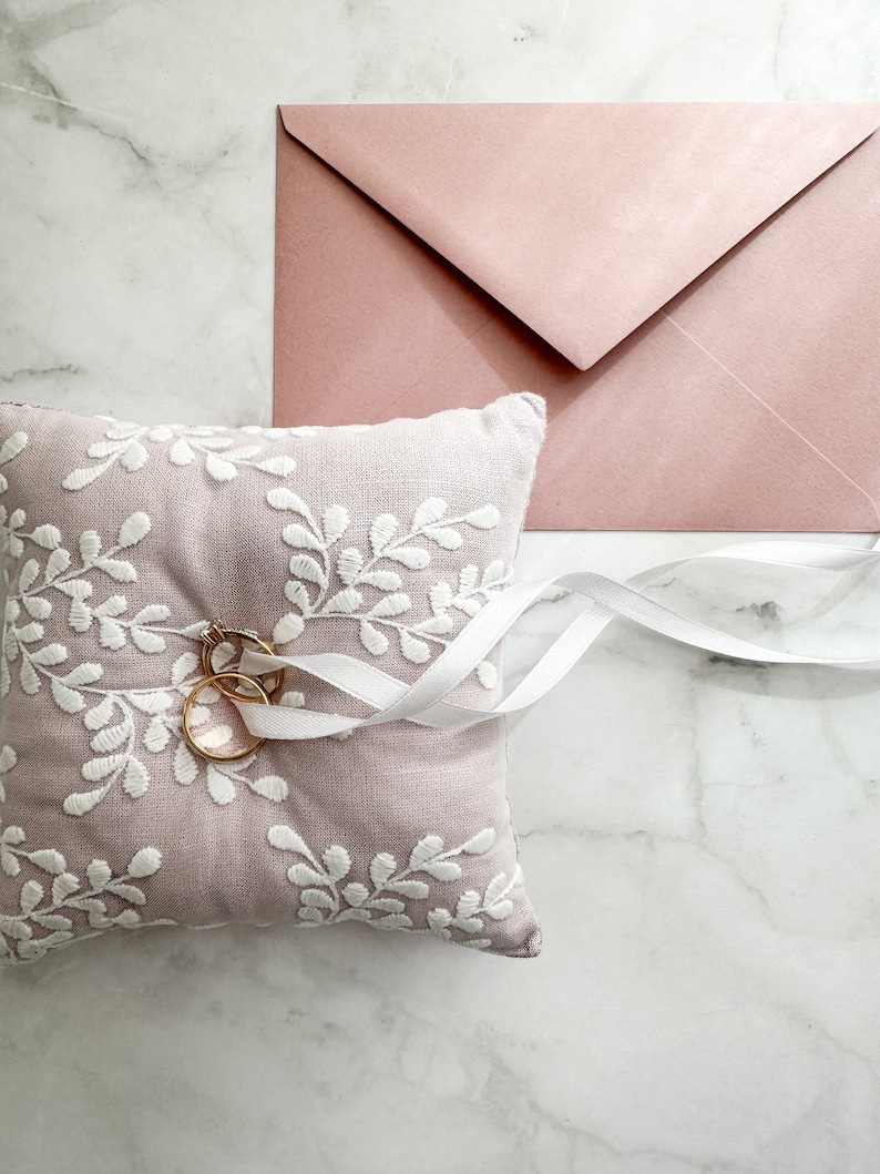 Dusty Pink Wedding Ring Pillow Rose Bearer Pillow Classic Lace Ring ...