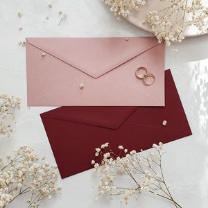 Sobre de boda color carmín tamaño DL Sobre de invitación color rosa empolvado Accesorios de boda Sobre de carta elegante