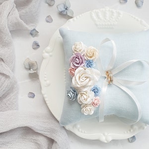 Coussin Pour Alliances De Mariage - Satin Blanc, 10x10 Cm, Avec Nœud Et Perles, Décoration Cérémonie