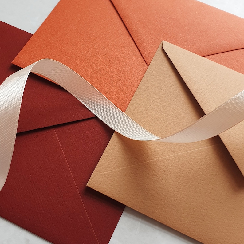 C6 SIZE Fall biege wedding envelope Burnt orange invitation envelope Burgundy wedding accessories Elegant letter envelope image 3