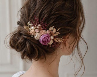 Dusty rosa Blume Kopfschmuck Rose Hochzeit Haarblumen Braut rustikale Haarschmuck Peony rose Brautjungfer Bobby pin