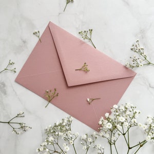 FORMATO C6 Busta da sposa rosa polveroso Busta per invito rosa Accessori da sposa Boho Elegante busta da lettera Addio al nubilato