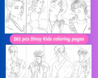 Stray Kids Coloring Pages 261 Printable Kpop SKZ Bundle JPG Stay Fan Gift