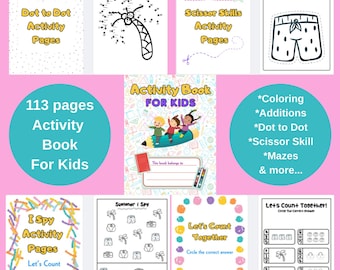 Cahier d'activités pour enfants : 113 pages de coloriage, labyrinthes et plus (téléchargement numérique)