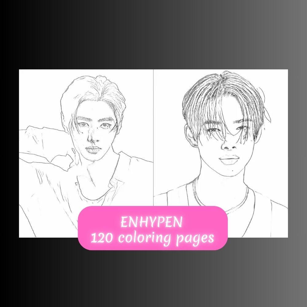 Enhypen Coloring Pages 120 Printable Kpop Idol Fan Art Gift for Engene Digital K-pop Coloring Book