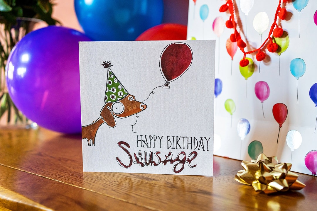 Happy Birthday Sausage Dog Dachshund Greeting Card - Etsy