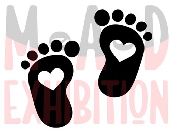 Baby Footprint with hearts svg, Baby Feet svg, png, Jpeg,PDF, Ai files ready to be printed, trasparent background