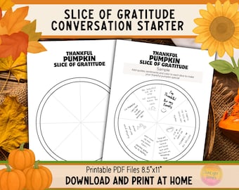 Thanksgiving/Fall Activity For Adults and Kids: Slice of Gratitude Gram PDF Download; Family Conversation Starter; Classroom Craft F1