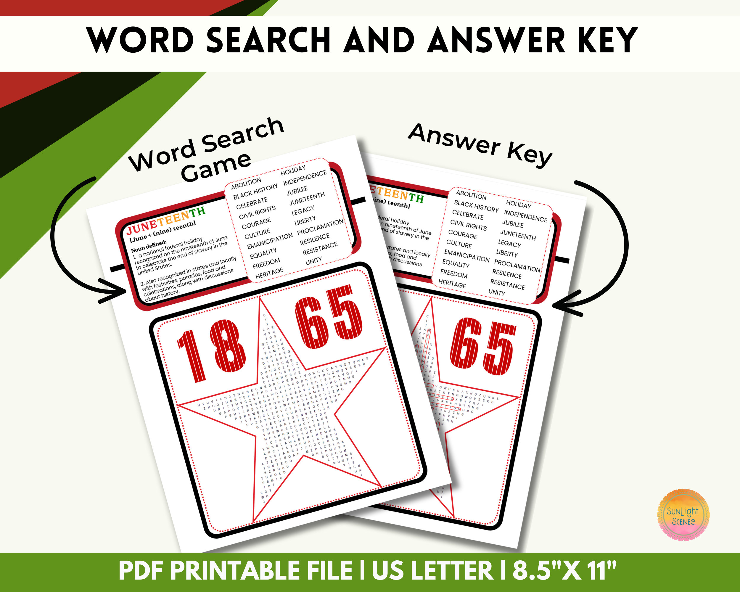 Juneteenth Game Word Search With Answer Key, Celebrate Juneteenth Kid's ...
