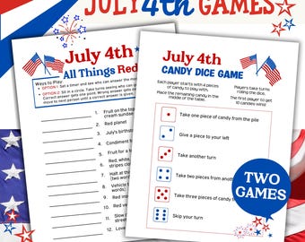 July 4th Games: All Things Red & Candy Dice (Printable PDF)