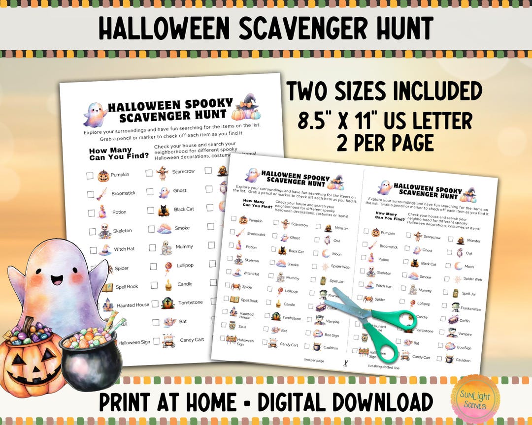 Halloween Scavenger Hunt: Spooky Kids Party Game (PDF Download - Etsy
