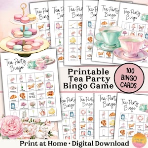 Tarjetas de bingo para fiestas de té (PDF), despedida de soltera en el jardín encantado de la hermandad, fiesta de té y brunch del Ministerio de Mujeres