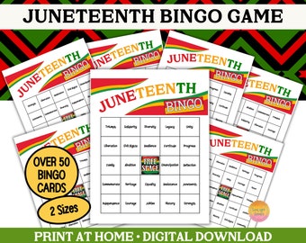 Printable Juneteenth Bingo Cards For Family, Bingo Game Patterns Classroom Activity, Juneteenth Homeschool Educational Civil Rights Bingo