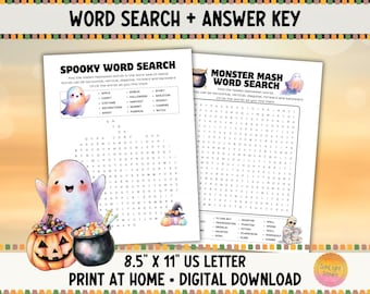 Halloween Word Search Printable Game: Spooky Kids Activity (PDF Download)