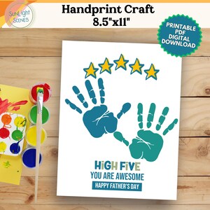 Vaderdag handafdruk ambachtelijke kunst voor papa, gelukkige eerste Vaderdag aandenken, peuteropvang activiteit DIY papa cadeau High Five handafdruk FD1
