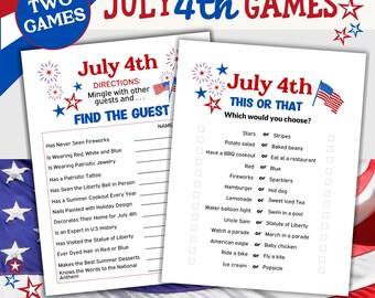 Fourth of July Party Games: Patriotic This or That, Find the Guest (PDF Downloadable Activities)