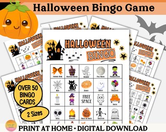 Halloween Bingo Game Cards, Printable Classroom Party Kids October Spooky Costume Party Game, Boo Bash Bingo Trick or Treat Trunk Activity