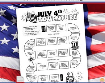 July 4th Independence Day Conversation Activity Sheet: Patriotic Game For Kids (Printable PDF Download) JF1