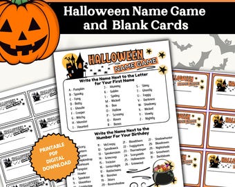 What's Your Halloween Name Game (Digital Download Printable PDF): Family Trick or Treat Spooky Name Creator Sheet