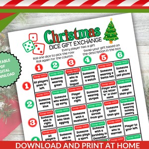 Christmas Dice Gift Exchange Game, Family Holiday Pass the Gift Swap Game, Xmas Left Right Fun Christmas Eve Present Secret Santa Activity