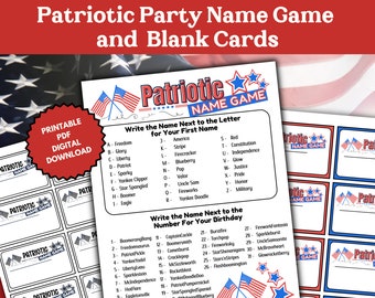 Patriotic Name Game Generator with Tags and Sign PDF Veterans Day, July 4th Independence Picnic, Flag Day Activity Whats Your Name Game P1